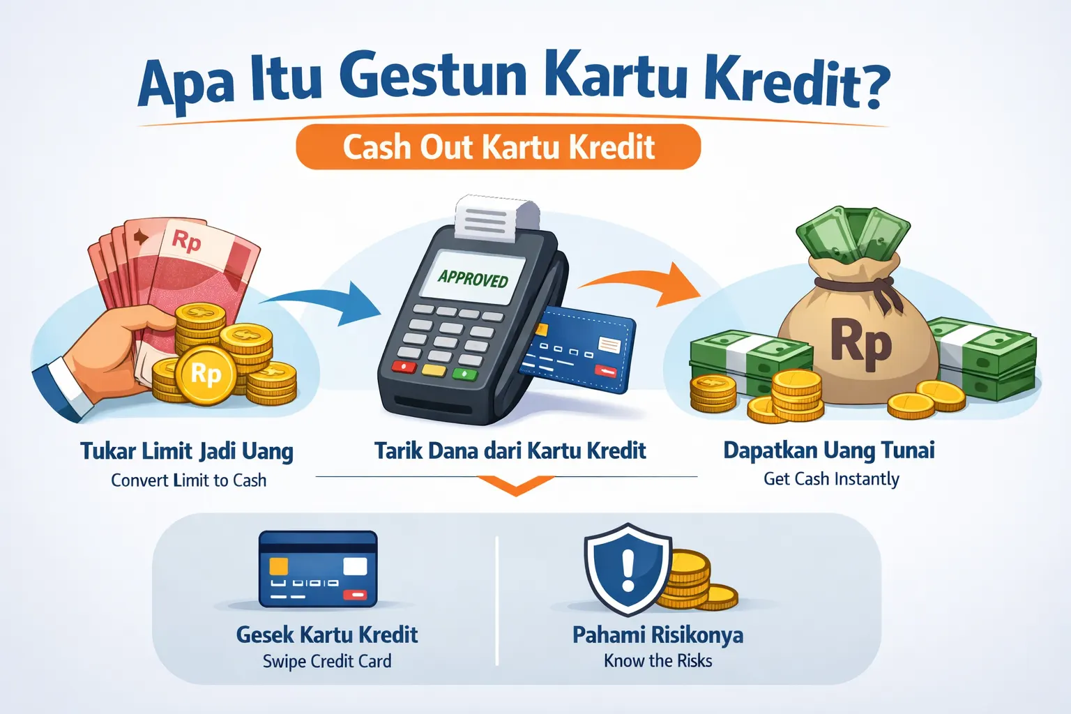 Ilustrasi apa itu gestun kartu kredit dan cara kerjanya dalam transaksi