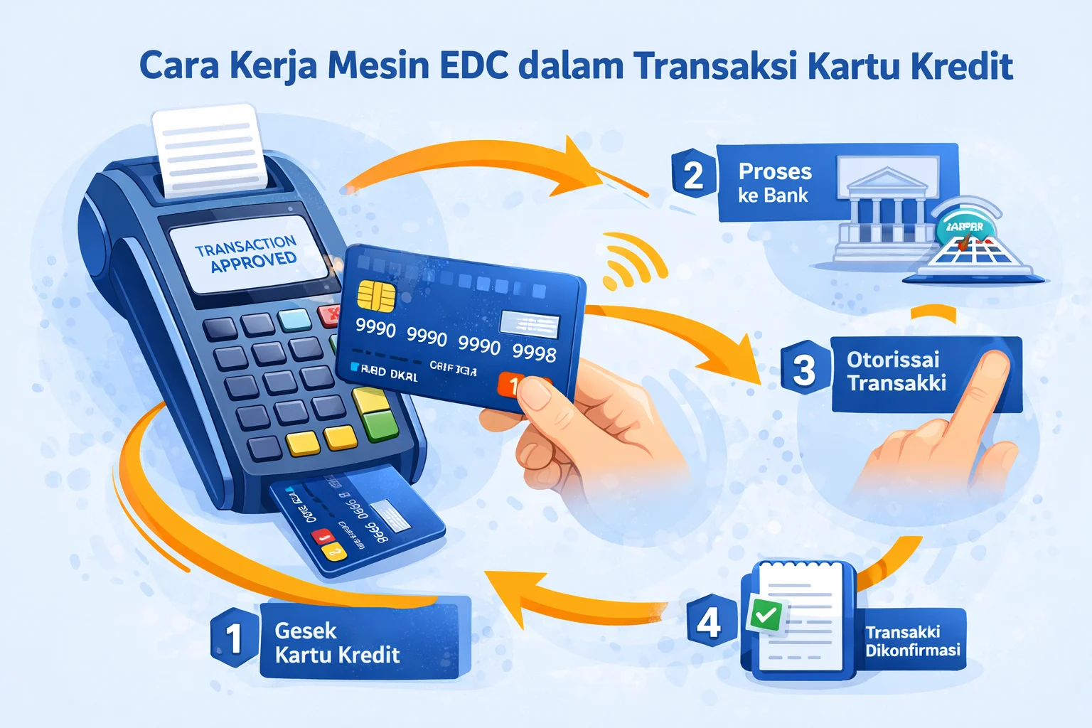 Ilustrasi cara kerja mesin EDC dalam transaksi kartu kredit