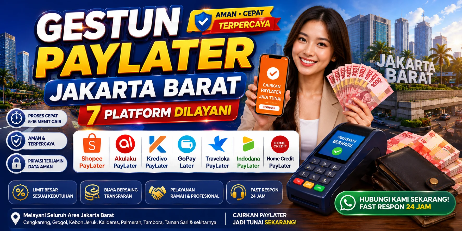 Layanan gestun paylater di TempatGestun Jakarta Barat — Shopee Paylater, Akulaku, Kredivo, dan 4 platform lain di Mall Taman Palem