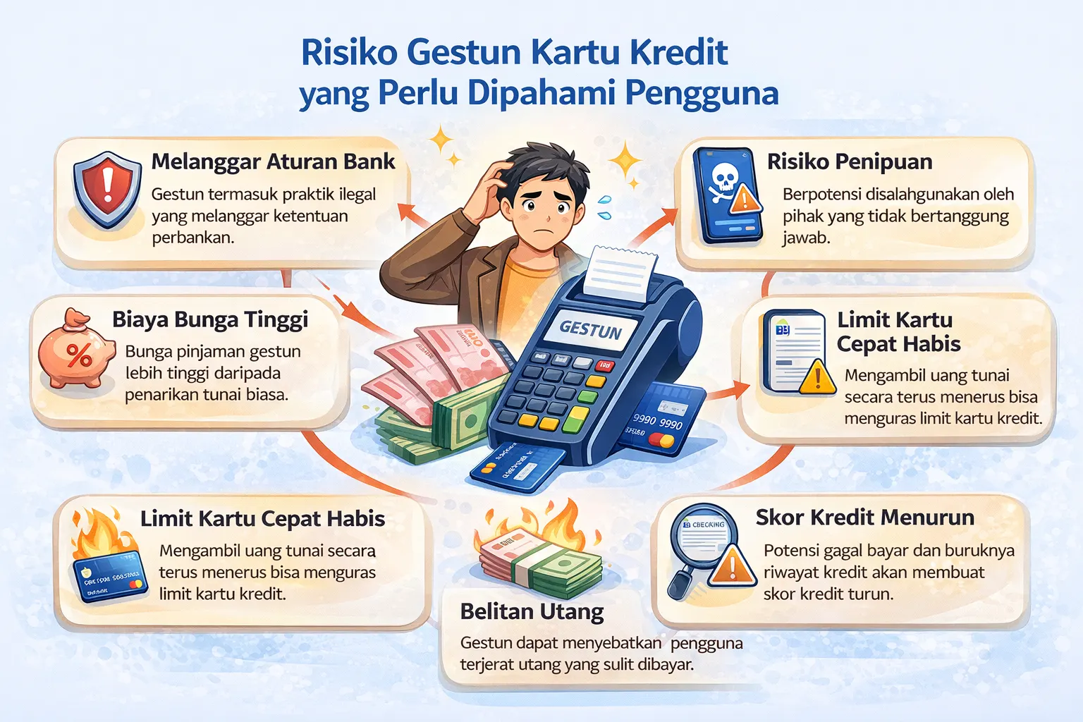 Ilustrasi risiko gestun kartu kredit yang perlu dipahami pengguna